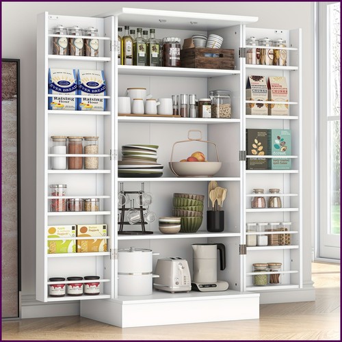 White kitchen pantry cabinet - kitchen,
