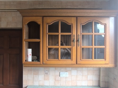 Brown wood finish 4pc - wood, u-shape